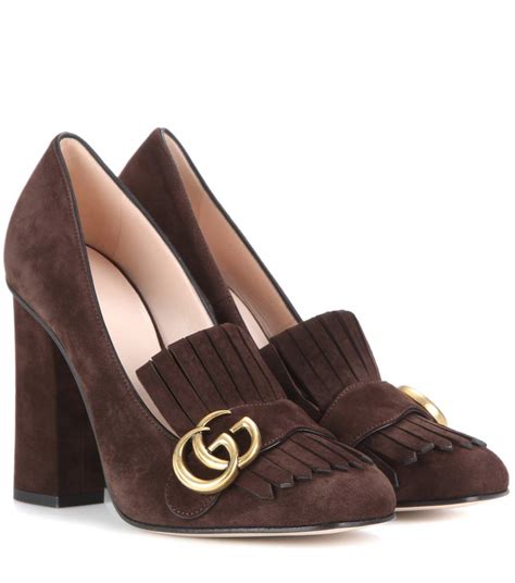 gucci marmont fringed pumps 105|gucci marmont fringe heels.